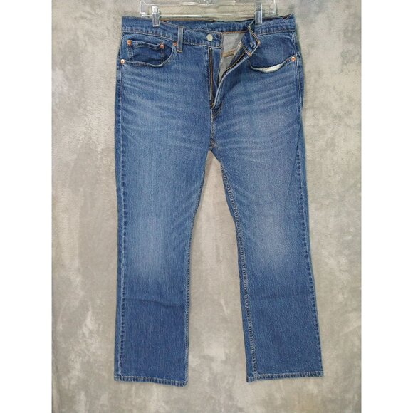 Levis 527 Jeans Mens 36x30 Blue Denim Low Boot Cut Mid Rise Medium Wash Cowboy - Picture 1 of 9